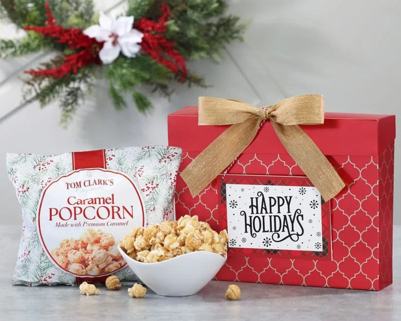 Happy Holidays Caramel Popcorn Gift Box