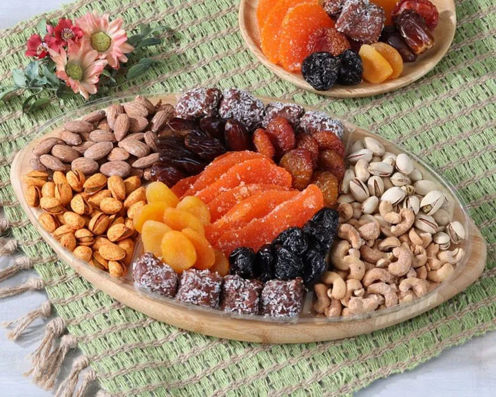 Dried Fruit & Nuts Football Bamboo Cutting Board